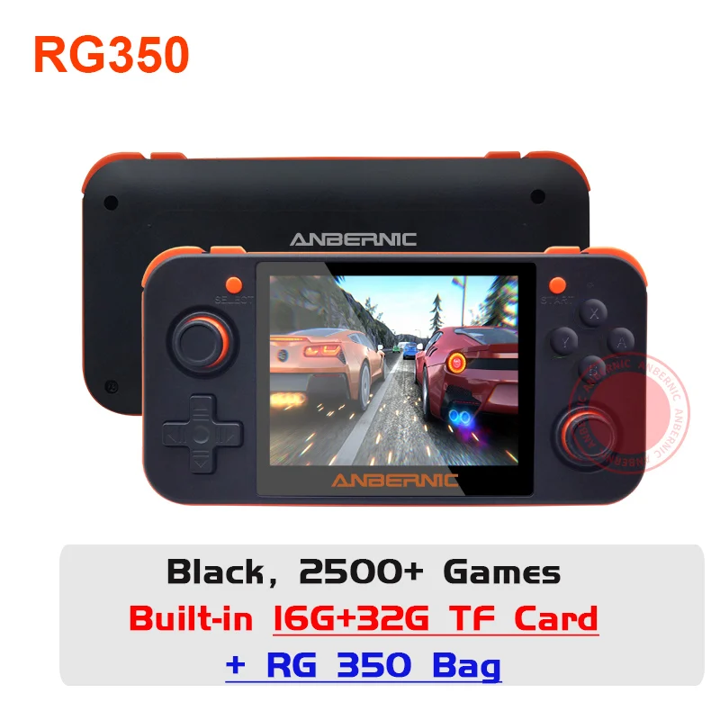 Black 48G BAG ANBERNIC новая Ретро игра RG350 видеоигра портативная игровая консоль мини 64 бит 3,5 дюймов ips экран 16G+ 32G TF игровой плеер RG 350 PS1 - Цвет: Black 48G BAG