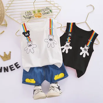 

BOY'S Western Style Summer New Style Korean-style Children Baby Clothes Versatile Sleeveless Vest T-shirt Leisure Suit