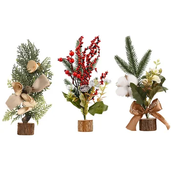 

3Pcs Plastic Christmas Tree Mini Xmas Tree Desktop Ornament Party Favor