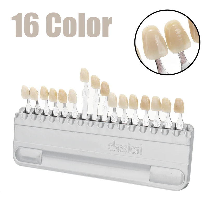 

3D Dentist Teeth 16 Color Model Card Teeth Whitening Porcelain 16 Color Shade Guide Cold Light Teeth White Bleaching Dental Plat