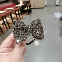 Cinta elástica para el pelo con lazo de cristal para mujer, joyería de lujo con diamantes de imitación, gomas para el pelo, diademas de cuerda, accesorios para el cabello