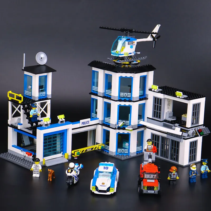 Новинка 02020 965 шт. серия город полицейский участок набор совместим с 60141 строительные блоки кирпичи игрушки для детей Подарки