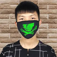 Светящаяся маска для мужчин и женщин на Хеллоуин с черепом и зубами на каждый день из черного хлопка зеленого цвета