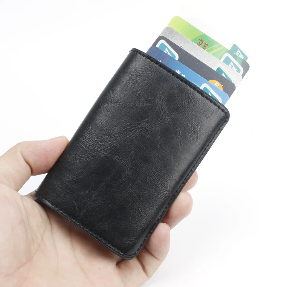 Противоугонный Мужской винтажный кредитный держатель для карт, блокирующий Rfid кошелек, кожаный унисекс защитный кошелек, кожаный женский магический бумажник
