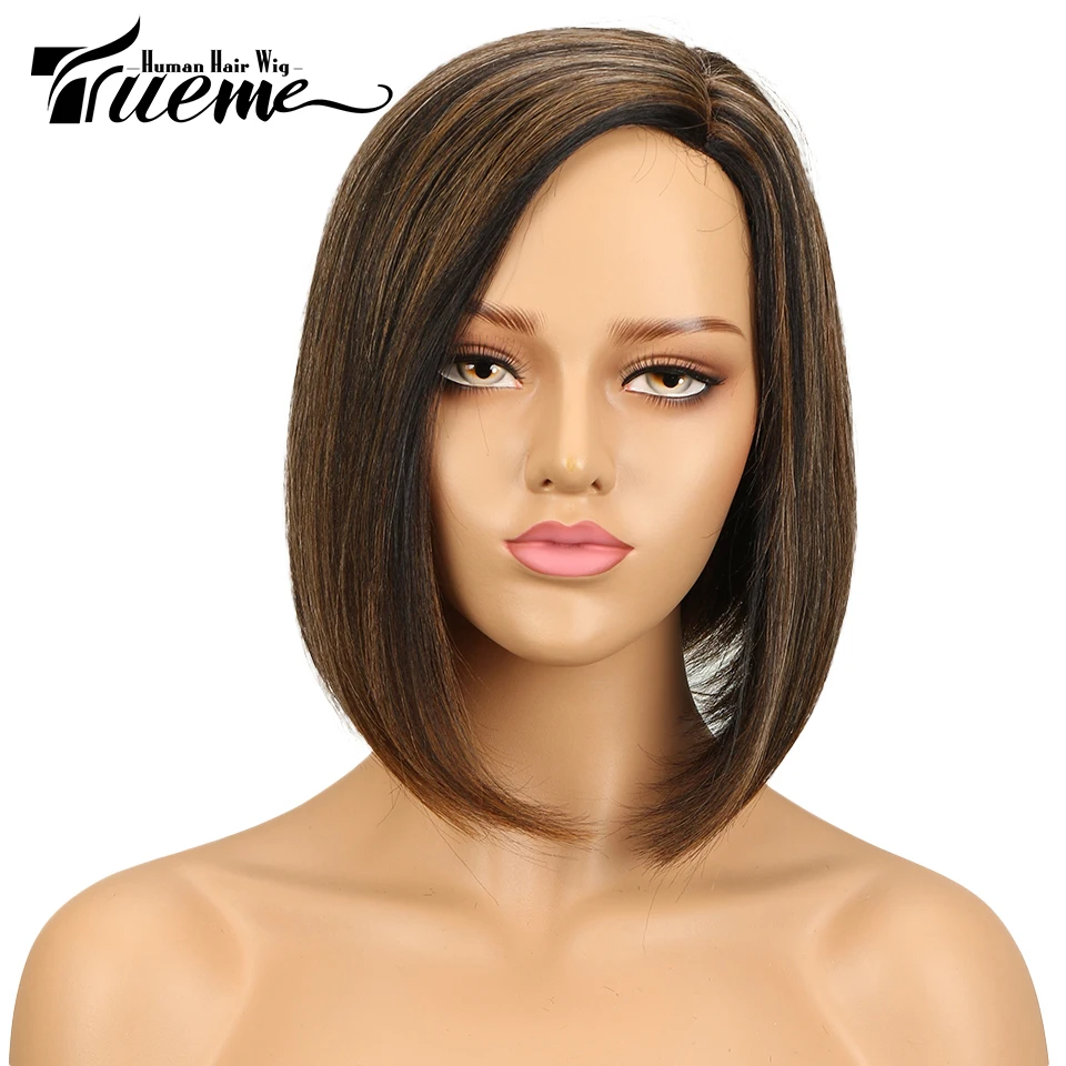 

Trueme Bob Wig Left Side Part Lace Wig P1B/30 Color Brazilian Remy Straight Human Hair Short Wigs For Black Women