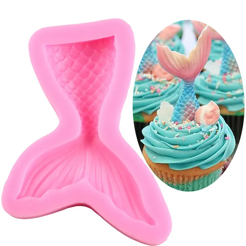 DIY Lovely Shell Starfish Conch Sea Silicone Mold Fish Mermaid Tail Fondant Cake Decorating Tools Candy Clay Chocolate Moulds