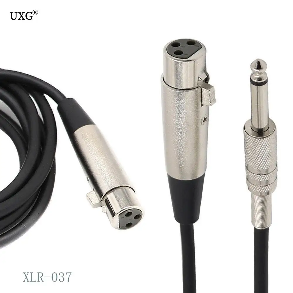 

3 Pin XLR Female to 1/4" 6.35mm Mono Male Plug Audio Microphone Mic Adapter with Cable 1M 2M 3M 5M