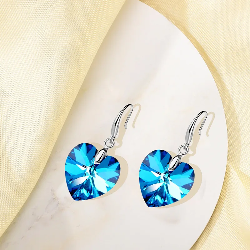 Heart Beads Pendant Necklace Earring Charm Crystal Glass 1 SET pendant earrings crystal earrings