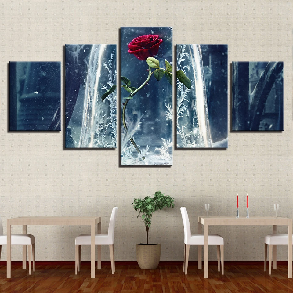 

Modular Canvas HD Prints Posters Home Decor Wall Art Pictures 5 Pieces Rose Flower Art Scenery Landscape Paintings No Frame