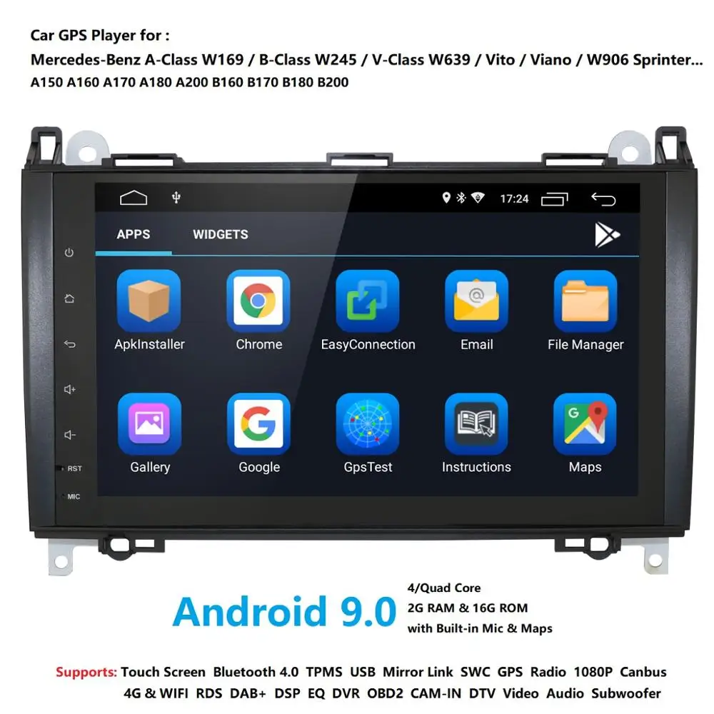 " ips Android 9,0 4G 64G Автомобильный gps для Mercedes Benz Sprinter B200 b-класс W245 B170 W209 W169 A180 A160 W906 радио без dvd
