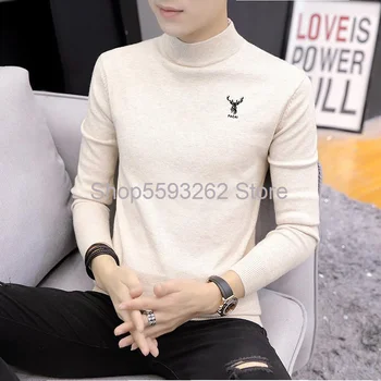 

2020 Autumn Sweater men's sweater pullover long sleeve urban half-high collar men's sweater