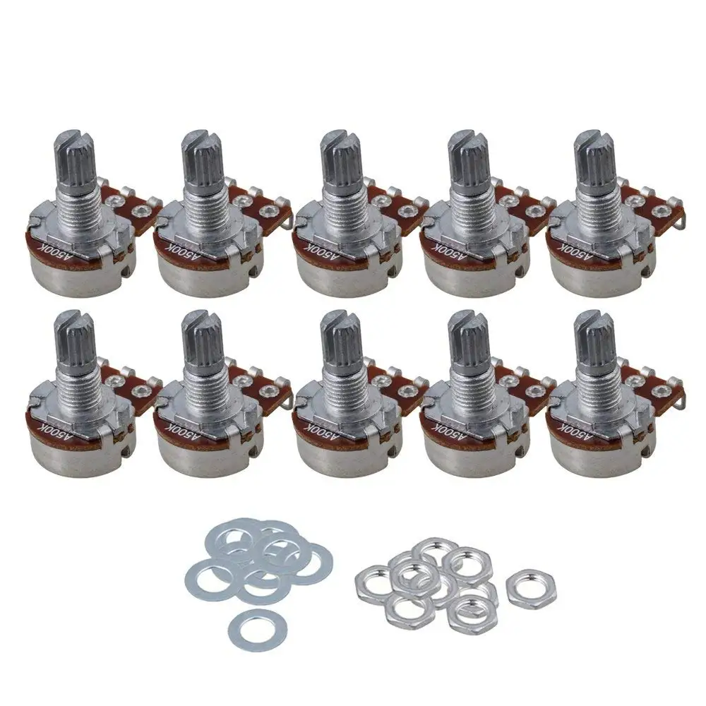 10PCS A500K 16mm Base 15mm Shaft Electric Guitar Tone Potentiometer|Детали и аксессуары для гитар| |
