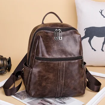 

2020 New Retro Women's Backpack Pu Fashion Large Capacity Casual Bag