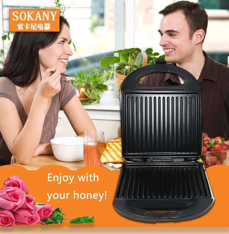 Stripe-shaped Home Sandwich Maker Stainless Steel Toaster Day and Night BBQ Breakfast Machine HY-903
