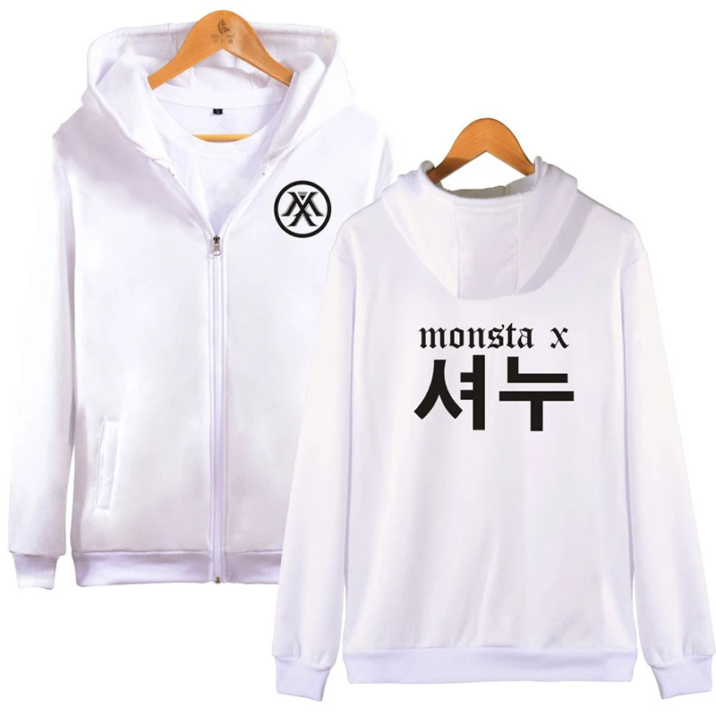 KPOP MONSTA X HYUNGWON IM JOOHEON SHOWNU с мужской и женской курткой на молнии кардиган дропшиппинг - Цвет: white5