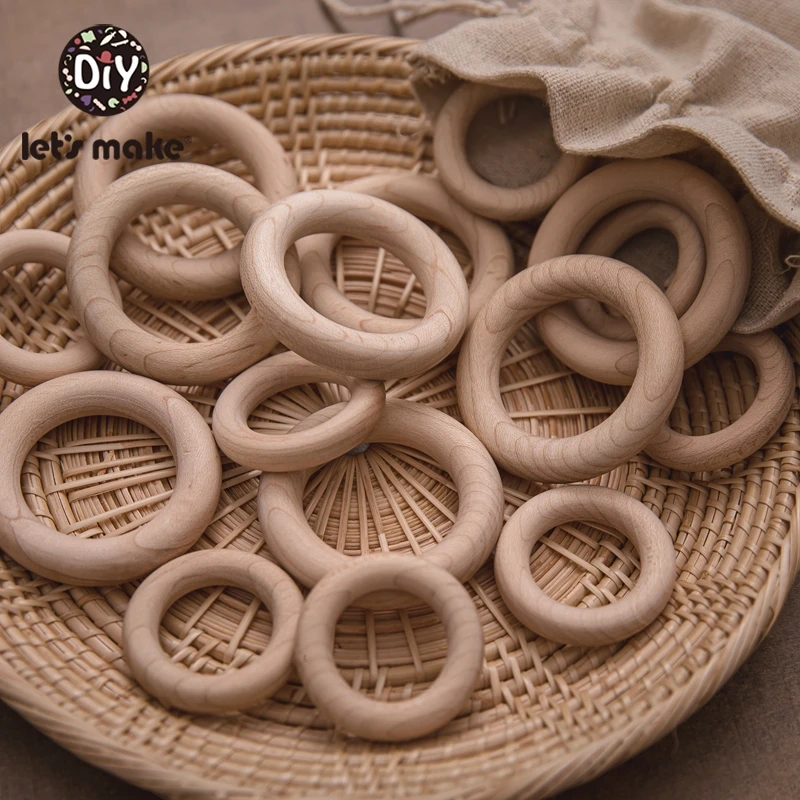 

Let's Make 5PCS Maple Wooden Teether Ring Baby Teething 55mm 40mm Wooden Crafts Toys For Baby Rattles Wood Ring Crib Teether