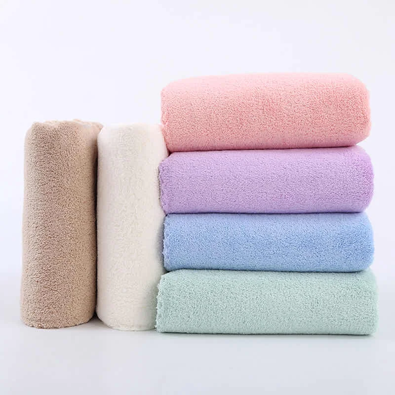 High density coral fleece bath towel, soft, absorbent, no lint, no fading microfiberBath Towels