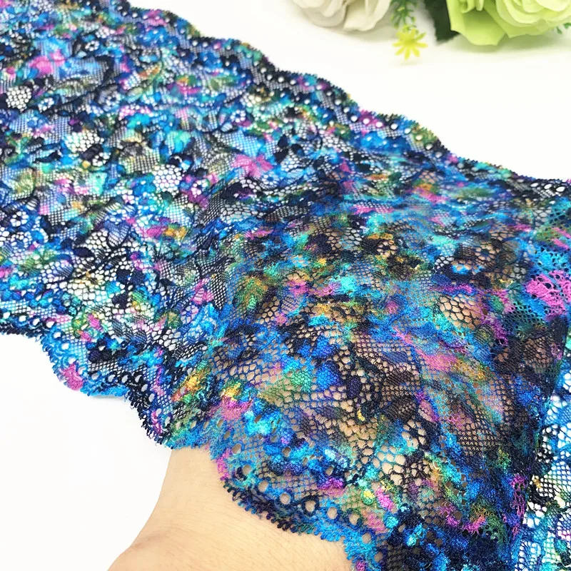 3y/lot 7 - 8 7/8 inch Colorful Mix Elastic Stretch Lace trim 6