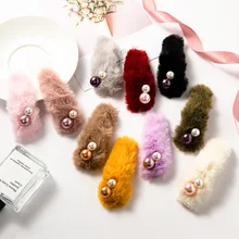 Осень и зима Южная Корея детские заколки жемчужные плюшевые insbb зазор бывшие красные Девочки Детский головной убор для Взрослых Универсальный элегантный