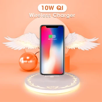 

QI Wireless Charger 10W Angel Wings Fast charging Type C For iPhone X XR 8 Plus Smasung S9 S10 Plus For Huawei P30 Xiaomi