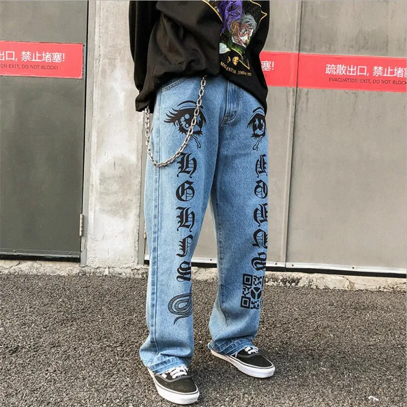 Fashion Mata Besar Huruf Cetak Jeans 