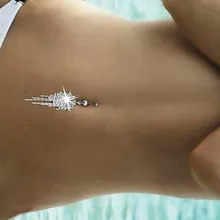 Циркон пикантные живот пирсинга пупка Кольца для пирсинга, из хирургической стали Для женщин ювелирное изделие для тела, цепочка с подвеской в виде лапы; с кисточками; со стразами; с ювелирное изделие для тела