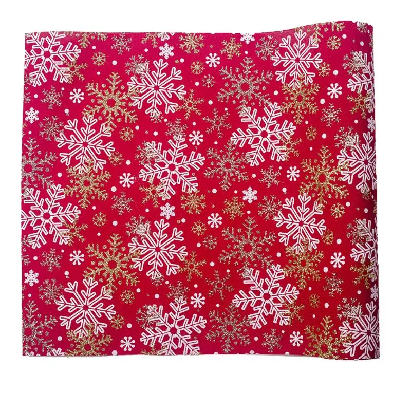 Merry Christmas Tree Snowflake Long Table Runner Glitter Metallic Sequins Winter Holiday New Year Tablecloth Flag Decoration