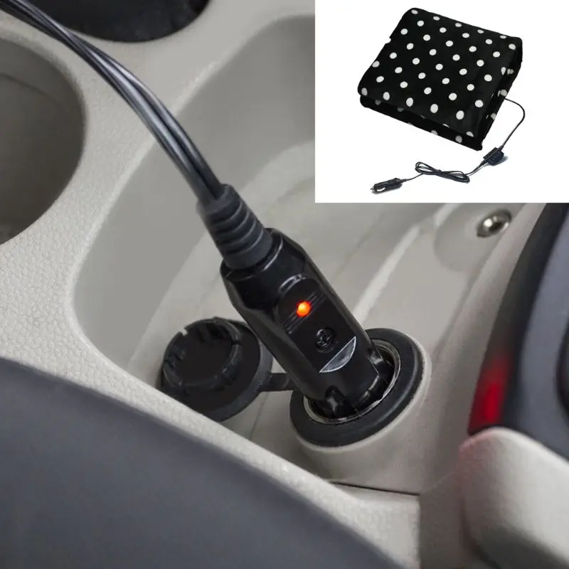 12V Electric Car Blanket Heated Travel Winter Camping Trip(60"x 40",Black) T8WE