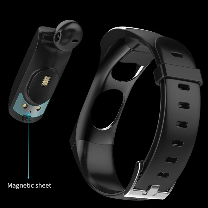 2 в 1 Bluetooth наушники Smartband Водонепроницаемый умный Браслет фитнес трекер сна напульсники смарт-браслет для Android