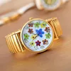Shsby Hot Sale  High Quality Gold Elastic Stainless Watches Women Dress Quartz Wristwatch New Arrival Ladies Flower Watches 1