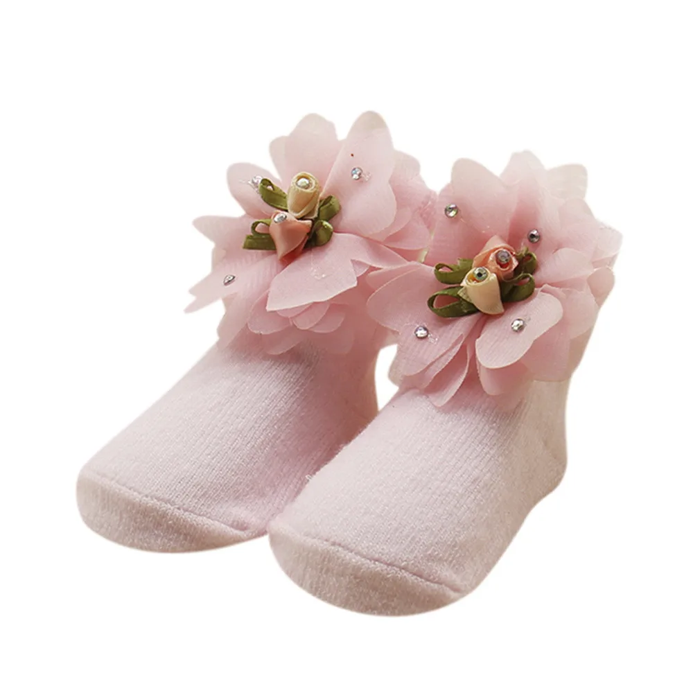 Носки для малышей новинка, Детские удобные хлопковые носки с цветочным рисунком для девочек Теплые носки до лодыжки зимние носки для малышей