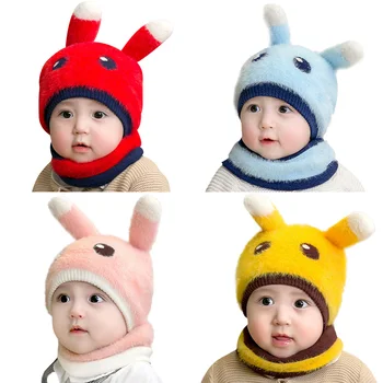 

Bunny Baby Hat Winter Warm Scarf Cartoon Ear Design Hat Infant Cotton Collar Scarves Neckerchiefs Headwear Set