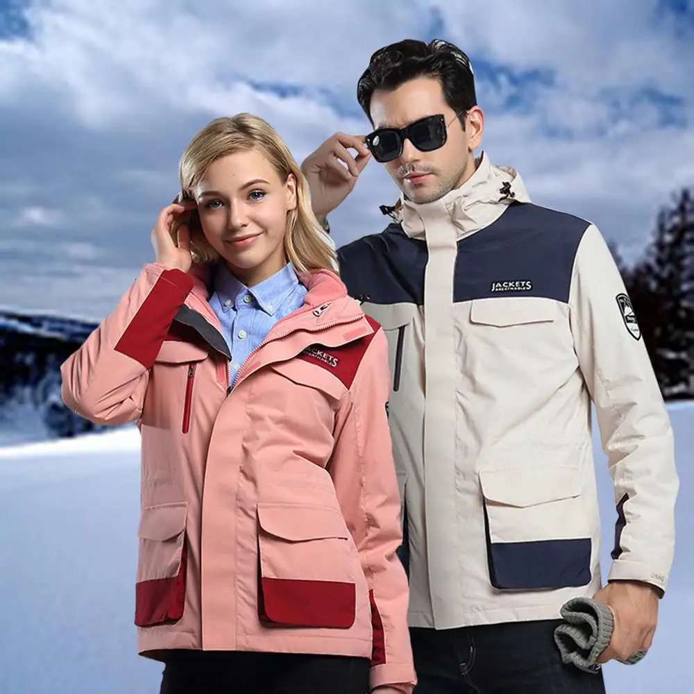 

Outdoor Waterproof Jacket Wear Three clothes Couple Jacket Coat Autumn Winter Long Sleeve Hooded Zipper Jacket Outwear New 2019