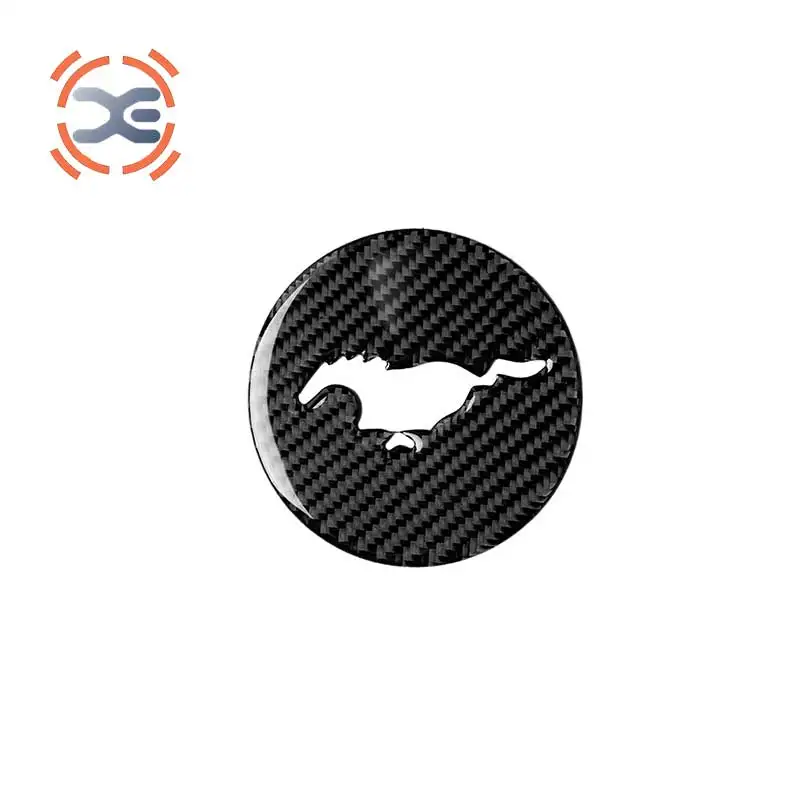 FOR Ford Mustang- Car Interior Accessories Carbon Fiber steering wheel logo Interior Stickers - Название цвета: Черный