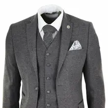 Серый мужской шерстяной твид Peaky Blinders костюм 3 шт Аутентичные 1920s классические