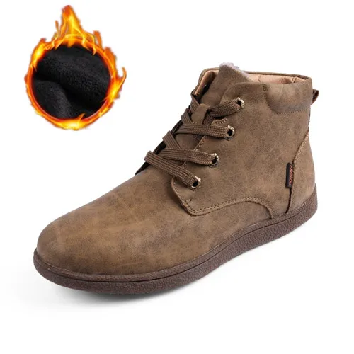 Khaki fur Модные мужские ботинки; высококачественные зимние ботильоны из спилка; теплая зимняя обувь на меху с плюшевой подкладкой на шнуровке; большие размеры 38-46 - Цвет: Khaki fur