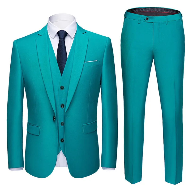 (Blazer + pants + vest) 2019 high-end custom business prom Men suit suit men's casual wedding Tuxedo dress men's 3 piece suit