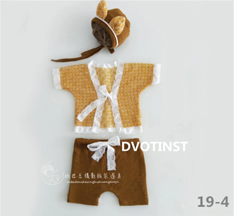 DVOTINST Новорожденный ребенок Фотография реквизит вязаный цветочный головной убор