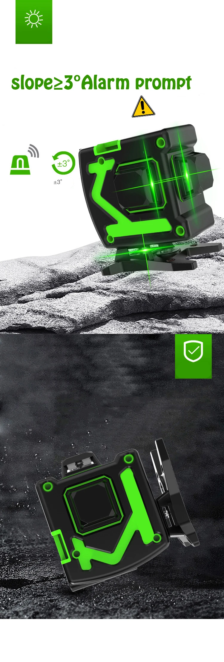 3D лазерный уровень самонивелирующийся 360 горизонтальный и вертикальный крест зеленый 12 линий 3D поворотный Уровень лазерный Горизонтальный Вертикальный
