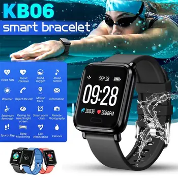 

Men women KB06 Smart Watch Fitness Tracker with Heart Rate Blood Pressure Sleep Monitor Gifts for Christmas Birthday #802