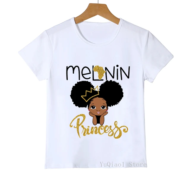 You Are Special Cute African American Melanin Princess Print Children's T-Shirts White Summer Top Tee Black Girl Magic Clothes 00607184T