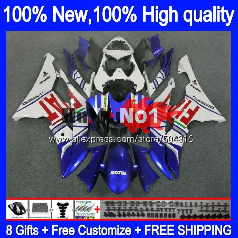 YZF-R6 для YAMAHA YZF R6 YZF-600 YZF 600 R 6 43MC. 24 сине-белые YZF600 YZFR6 2008 2013 08 13, 14, 15, 16 лет обтекатели