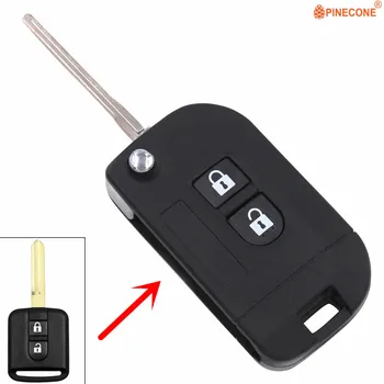 

PINECONE for Nissan Qashqai primera Micra Navara Almera Note Sunny 2 Button Key Modified Flip Folding Car Key Fob Shell Case