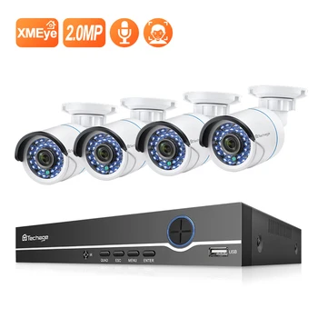 

Techage H.265 4CH 1080P NVR Kit POE Security Camera System Kit IP Camera IR-Cut Outdoor Waterproof CCTV Video Surveillance Set
