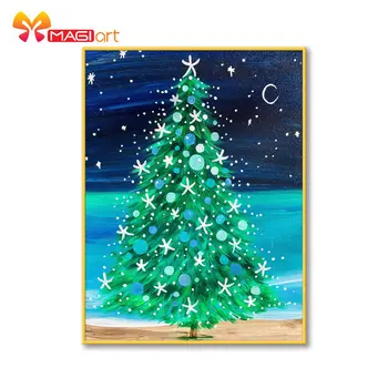 

Cross stitch kits Embroidery needlework sets 11CT water soluble canvas patterns 14CT Full Christmas tree and Starry sky NCMC092