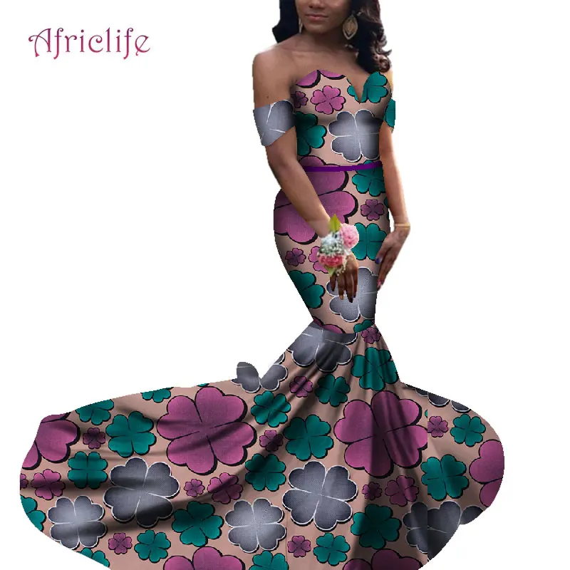 Женская элегантная одежда, длинная облегающая юбка-Русалка, модная одежда Bazin Riche без бретелек, африканская одежда для женщин WY4731 - Цвет: 7