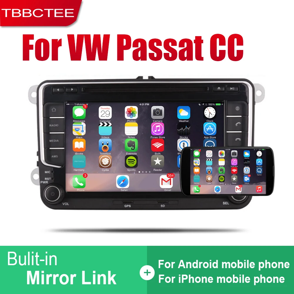 Для Volkswagen VW Passat CC Android 2 Din Авто Радио DVD 2008 2009 2010 2011 2012 213 gps навигации WI-FI BT