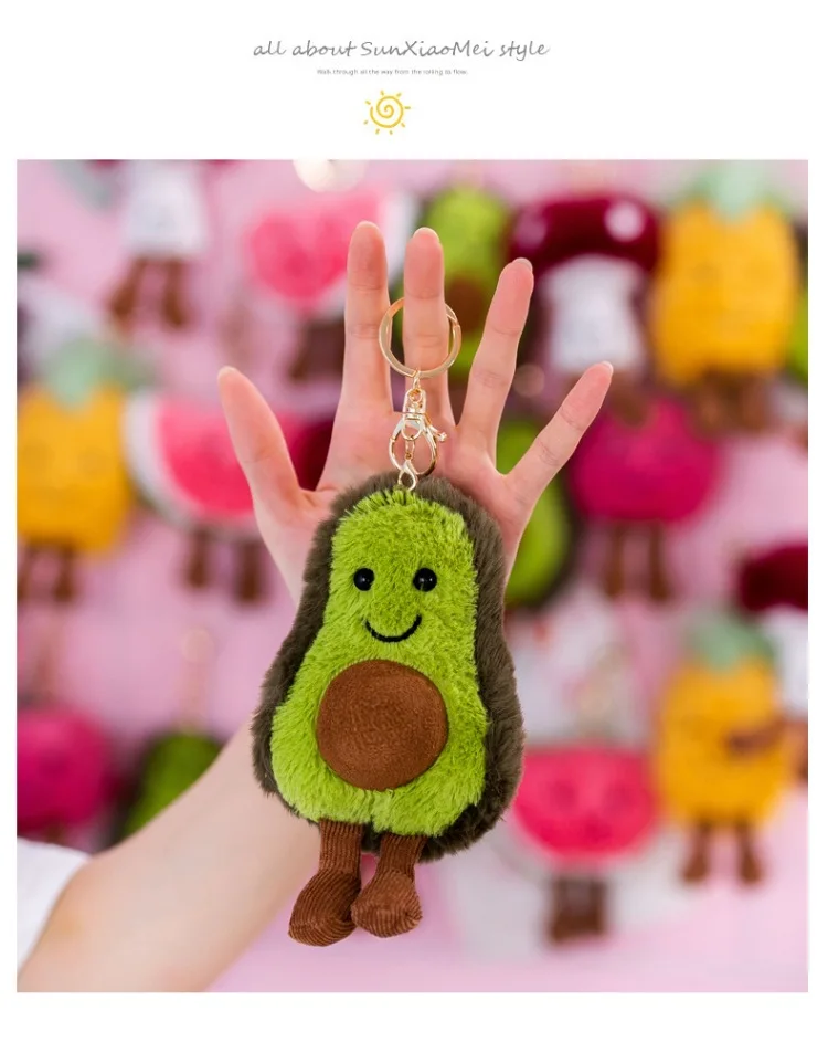 Online Celebrity Isn Avocado Pendant Plush Toys Handbag Pendant Keychain Gift Spilled