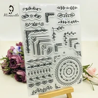 Alinacutle CLEAR STAMPS Leaf Flower Border Corner Scrapbooking Card Album Paper Craft Rubber Roller Transparent Silicon Stamp 5