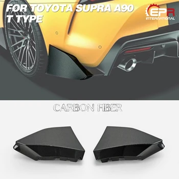 

For Toyota 2019 On Supra A90 Car-styling T Type Carbon Fiber Rear Spat Double Side Fibre Bumper Addon Splitter Set Drift Kit Fit